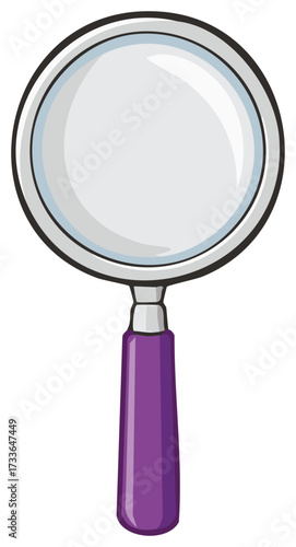 Illustration of Magnifying Glass with Purple Handle for Visual Inspection or Detailed Investigation