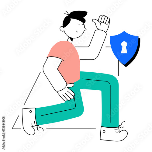 Cybersecurity expert protecting digital assets with secure shield icon symbolizing data privacy and online safety for modern businesses