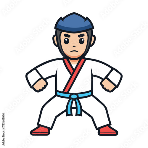 Fighters flat icons set with karate taekwondo and other martial arts sport