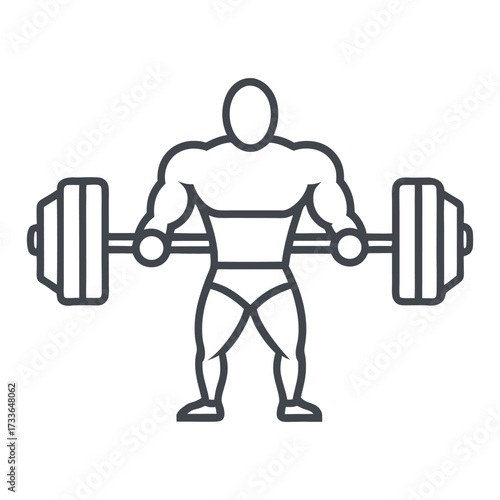 Bodybuilder holding barbell over his head icon a minimal body builder