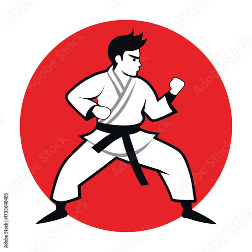 Fighters flat icons set with karate taekwondo and other martial arts sport