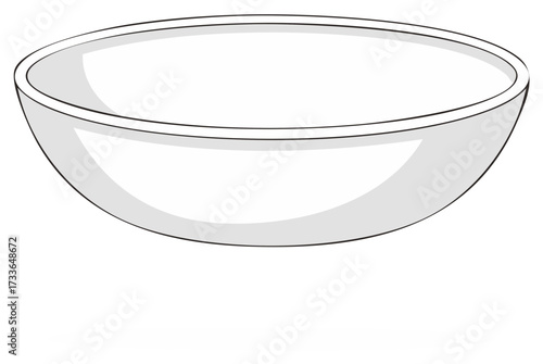 Illustration of a simple white bowl for food preparation and serving in restaurants and at home