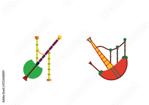 Traditional musical instruments bagpipes and stringed instrument