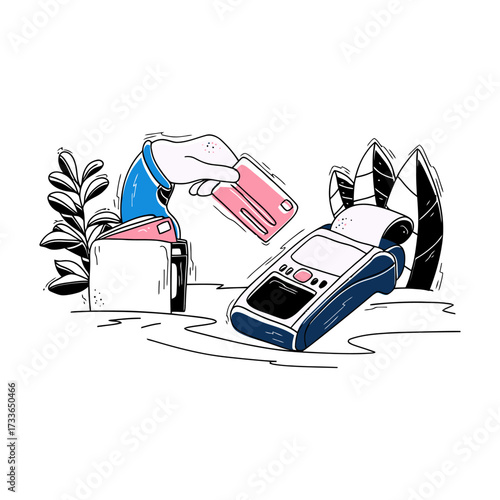 Modern contactless payment transaction with credit card and POS terminal revolutionizing retail and e commerce seamless shopping convenience for busy consumers