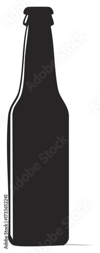 Dark Outline of Beer Bottle for Designs and Compositions of Advertising Mockups