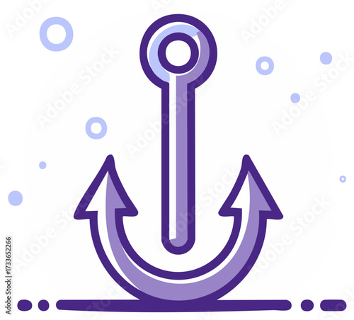 Purple Anchor Graphic Illustration Simple Nautical Theme Navigation