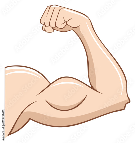 Cartoon Arm Flexing Showing Muscle Bicep Power, Strength and Control, Cartoon Bodybuilding