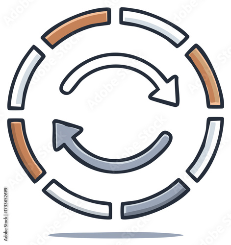 Circular Process with Arrows Suggesting Iteration or Recycling