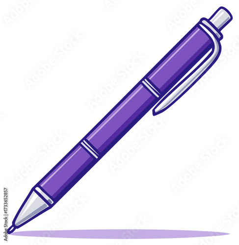 Elegant Purple Ballpoint Pen Illustration Writing Instrument Stylish Design Office Stationery School Supplies Artistic Graphic Resource