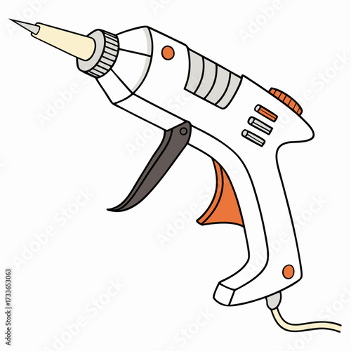 Colorful Cartoon Hot Glue Gun with Orange Accents tool