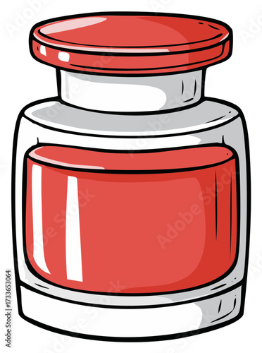 Glass Jar with Red Contents and Lid Container Kitchen Storage Food Illustration