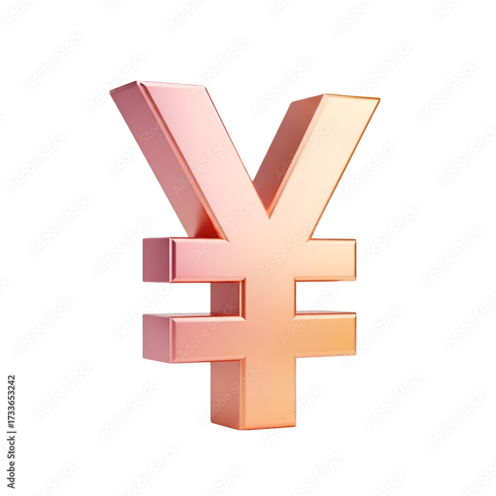 Obraz premium 3d yen symbol isolated on transparent background