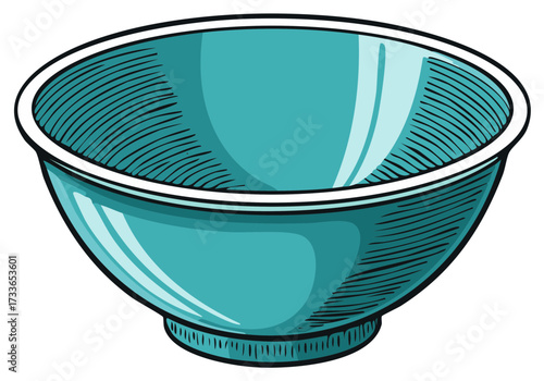 Illustration of Teal Mixing Bowl Kitchenware Cookware Serving Container