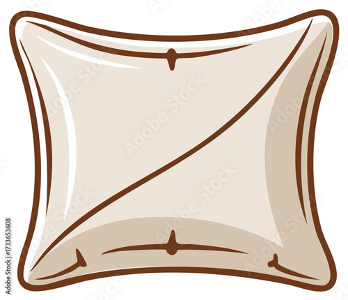 Cartoon illustration of a beige pillow with brown outlines