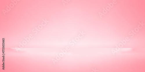 Pink studio room design concept. Light rose platform display background. Wall and floor surface backdrop for presentation, mockup template, product showcase. Soft smooth gradient wallpaper.
