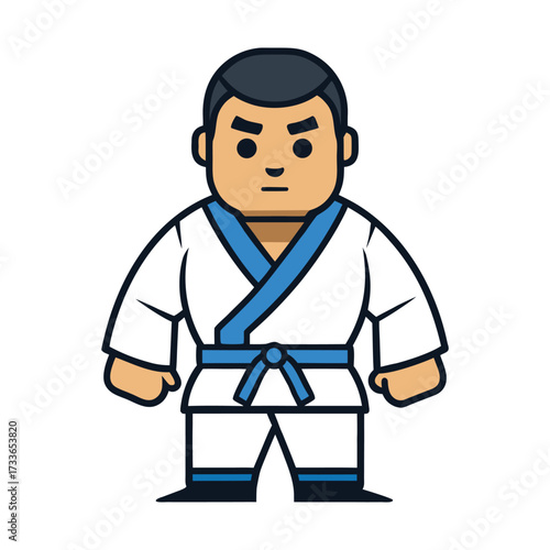 Fighters flat icons set with karate taekwondo and other martial arts sport