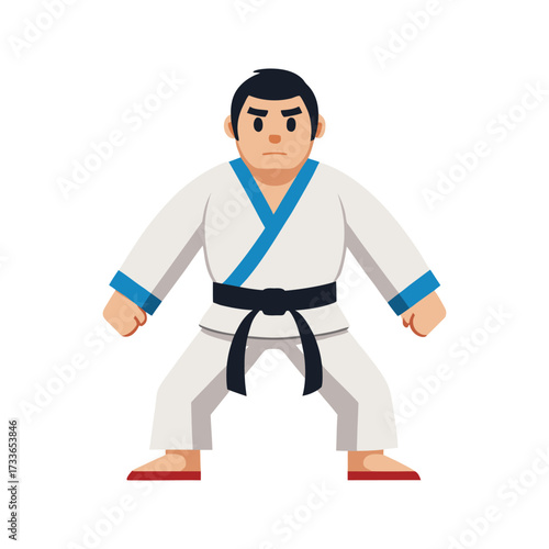 Fighters flat icons set with karate taekwondo and other martial arts sport