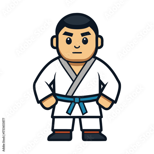 Fighters flat icons set with karate taekwondo and other martial arts sport