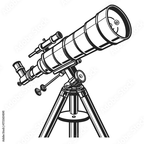Detailed Astronomical Telescope on Tripod astronomy
