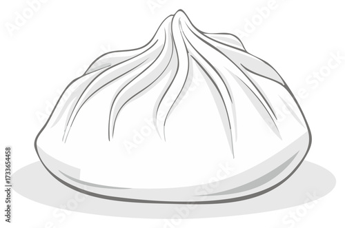 Single Steamed Bao Bun Illustration Fresh White Dough Dumpling Food Icon