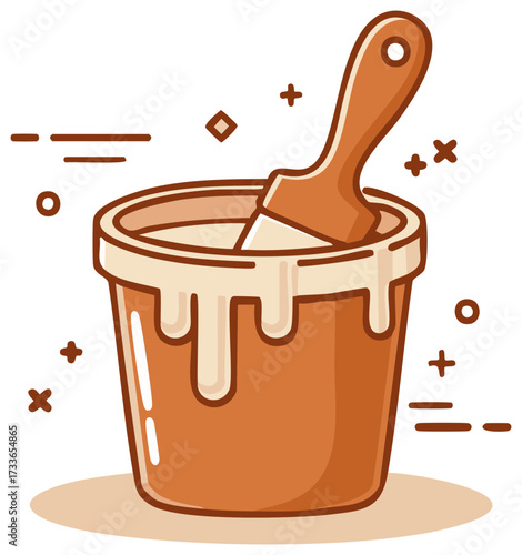 Paint Bucket and Brush Illustration, Creative Painting and Design Tools