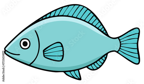 Blue Fish Illustration Underwater Animal Life Cartoon Vector Design Element