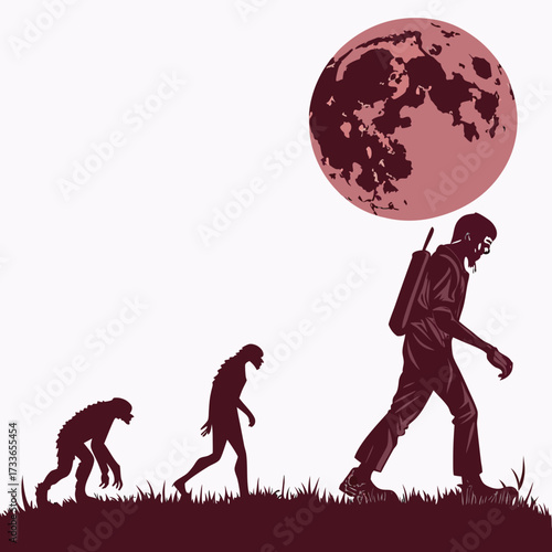 Evolutionary progression towards a figure with a backpack Keywords: evolution, progression