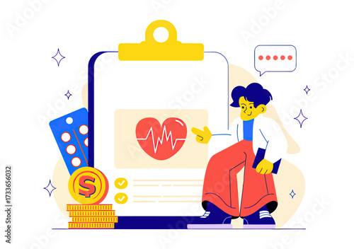 Doctor explains vital health metrics and financial implications, offering clear insights into patient care and medical expenses with a smile.