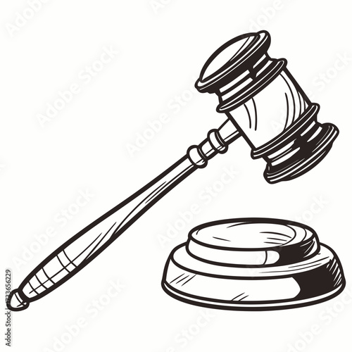 Gavel and Sounding Block Illustration judge justice