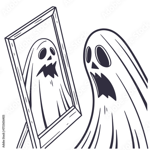 Ghost screaming at its reflection in a mirror scared