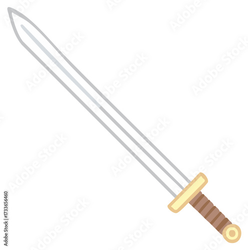 Simple medieval longsword illustration vector icon for fantasy games or historical themes