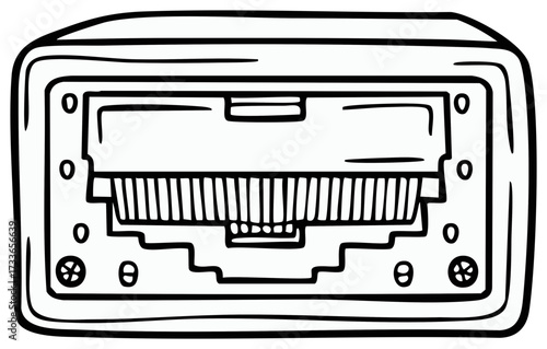 Cartoon Style Outline of Network Socket For Data Transfer Communication