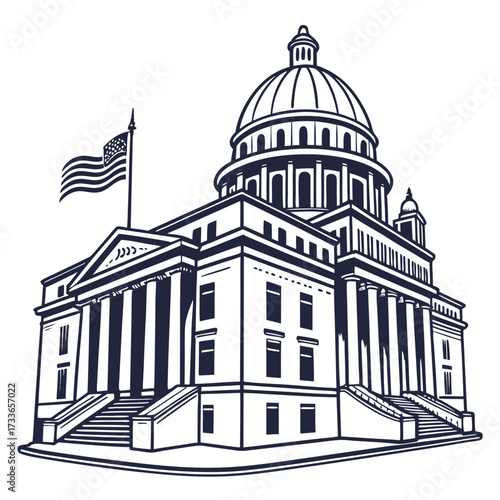 Grand capitol building with dome and columns government building