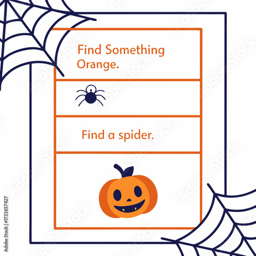 Halloween Find Something Orange And Spider Game vector