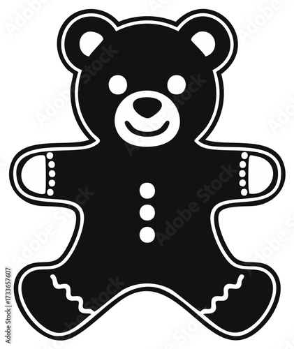 Gingerbread teddy bear cookie vector icon. Cute Christmas holiday sweet treat illustration.