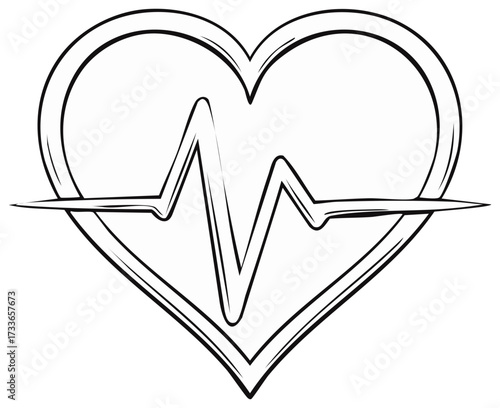 Heart shape with an electrocardiogram pulse line for health and love concept