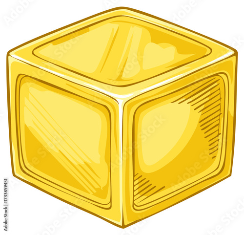 Shiny Gold Bar Cubed Shape Illustration