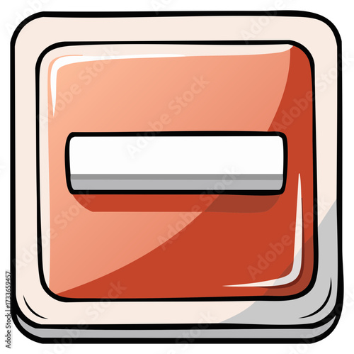 Stylized cartoon minus symbol button UI element with gradient fill