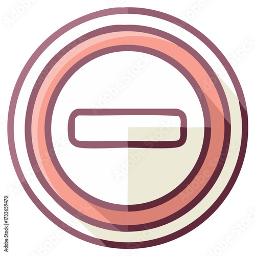 Prohibition Sign Icon, Circular Symbol with a Rectangular Line, Vector Design