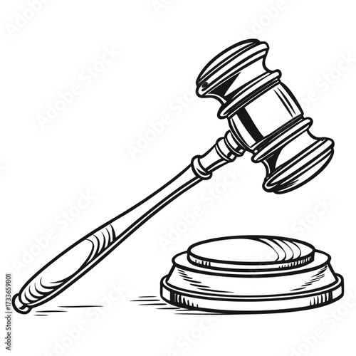 Judge's Gavel and Sounding Block Drawing justice court