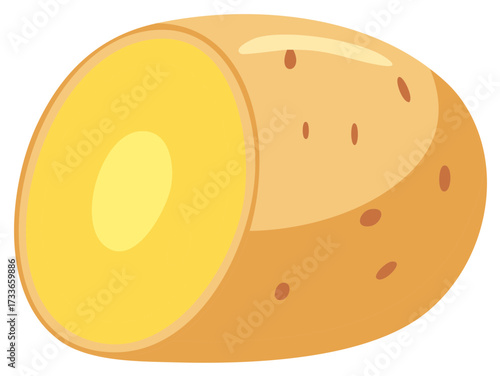 Fresh Potato Half Graphic Still Life Close Up View Vegetarian Concept