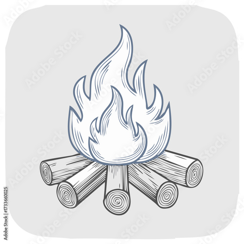 Campfire with Burning Logs Illustration