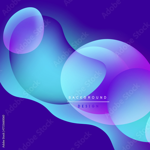 Abstract fluid shapes overlap, creating vibrant blue purple gradients. Modern design element for backgrounds, presentations. Smooth transitions visible.
