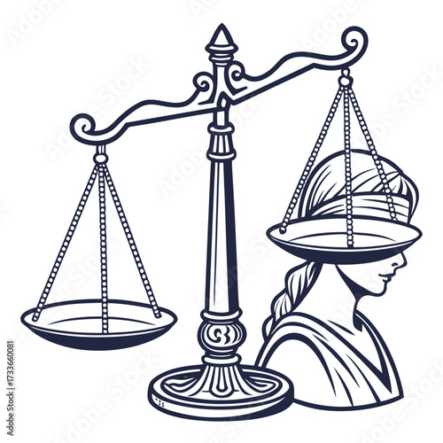 Lady Justice with Scales of Justice and Blindfold vector