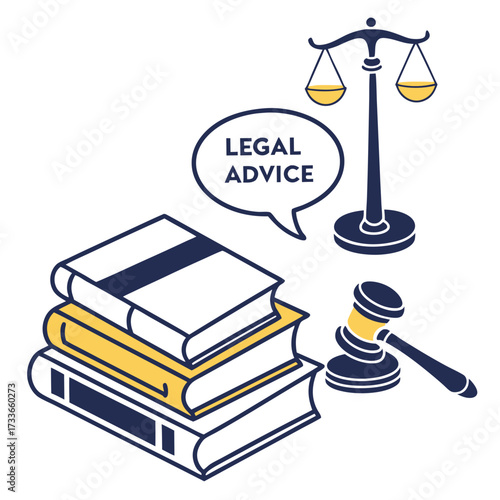 Legal advice concept with books scales and gavel justice