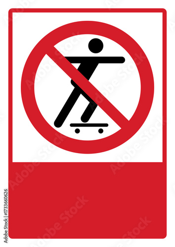 prohibition_safety signs_version 2_no skateboarding_your custom message here_portrait_size a4/a3/a2/a1	 
