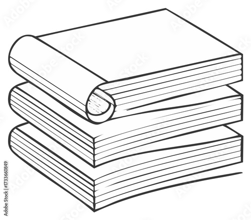 Stack of Thick Open and Closed Books Illustration