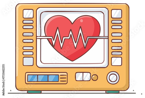 Stylized EKG Machine Displaying Heart Rhythm and Pulses Diagnostic Monitoring Heartbeat Technology