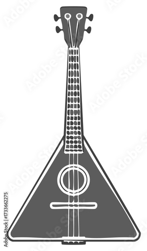 Simple illustration of a traditional three-stringed triangular string instrument with a dark gray finish.