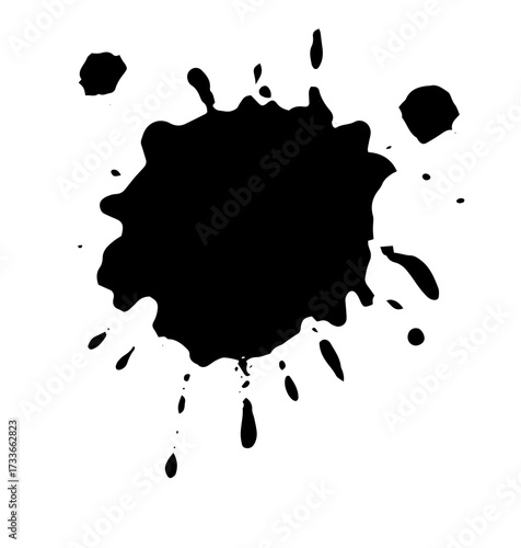 Splatter Paint Texture . Black Spray Blot of Ink. Place illustration Over any Object to Create Grungy Effect . hand drawn. Not AI, Vector